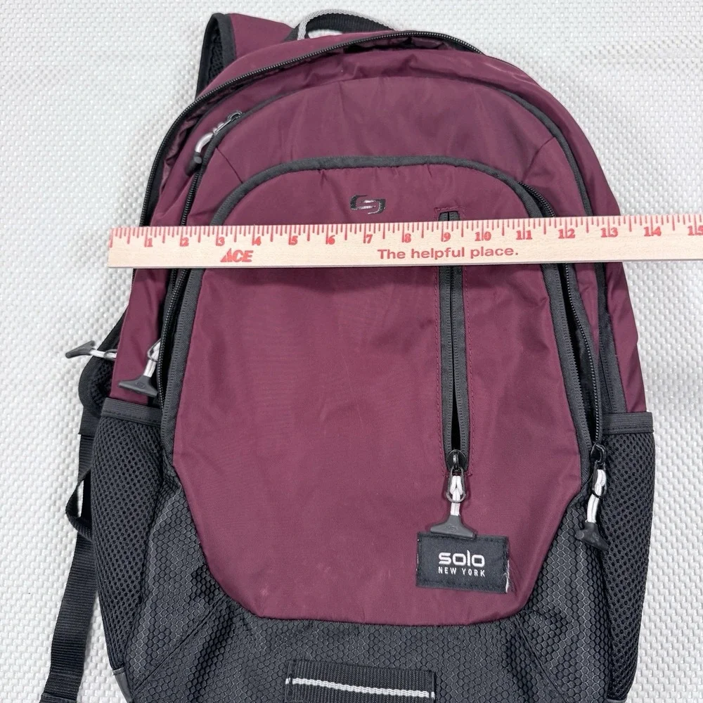 Solo New York Laptop Backpack Burgundy Black Travel School Book Bag Padded